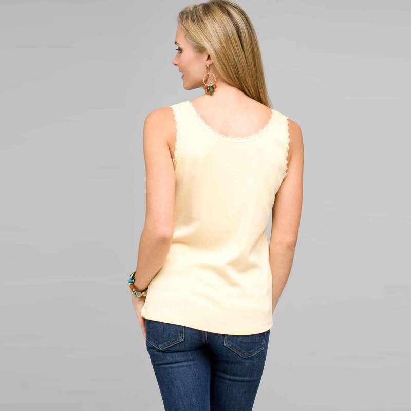 Lace Trim Tank, custard, large image number 1
