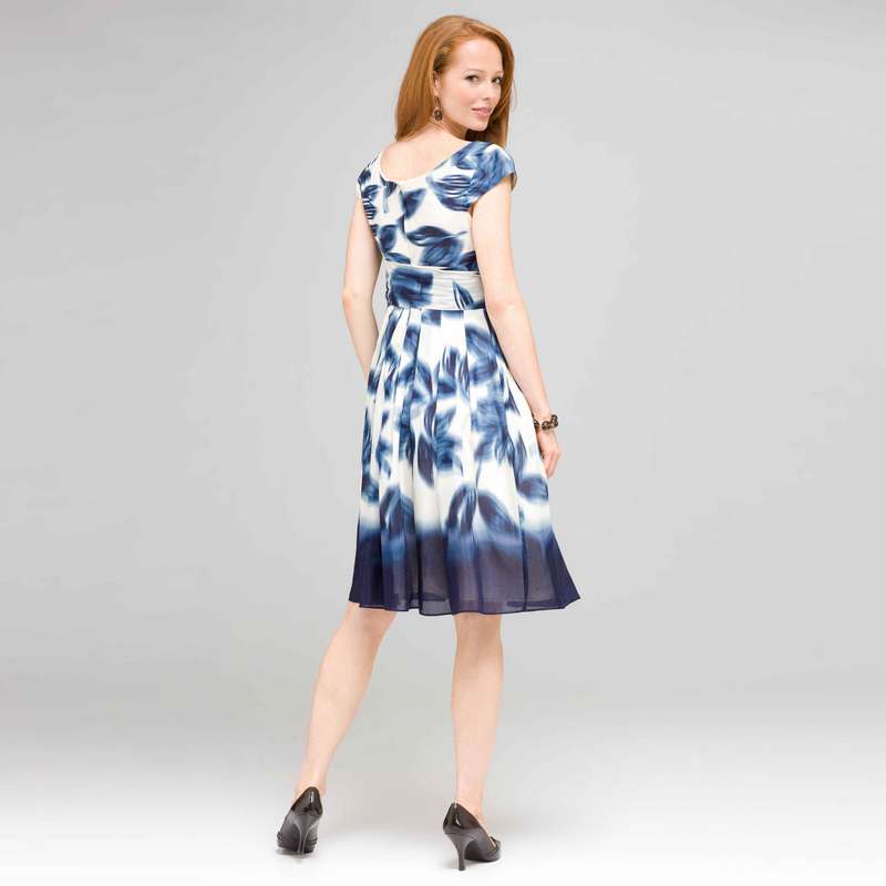 Blurred Leaf Floral Wrap Dress, Ivory Multi, large image number 1